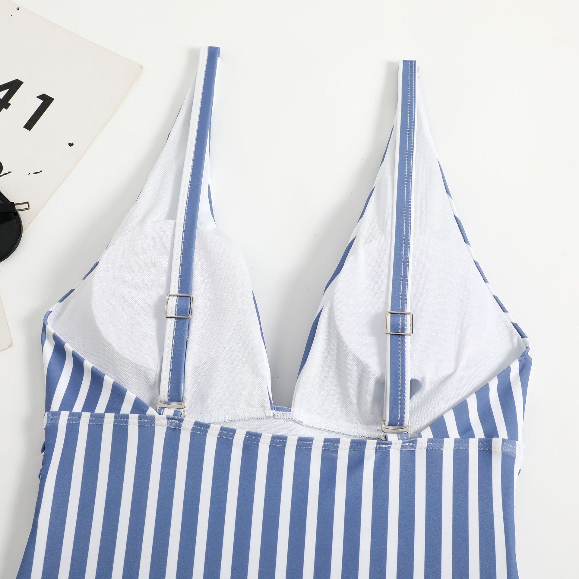 Wholesale Striped Printed One-piece Polyester Swimwear